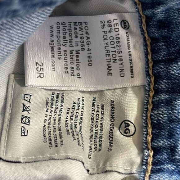 AG Adriano Goldschmied The Jodi Crop side slit Jeans light Blue Denim size 25 - Picture 7 of 11